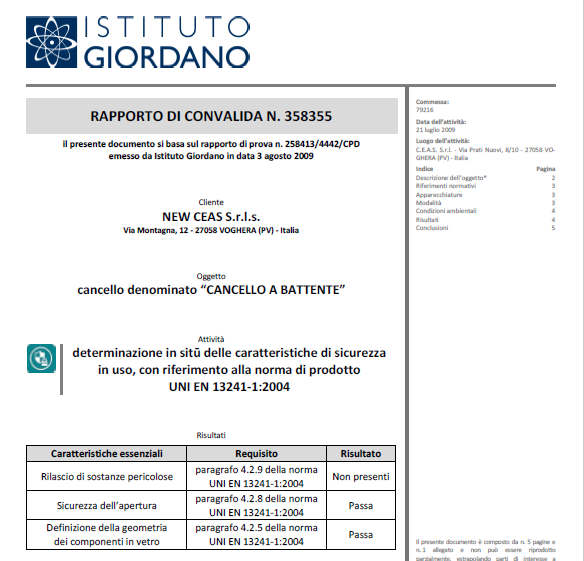 New Ceas Certificazione ISO